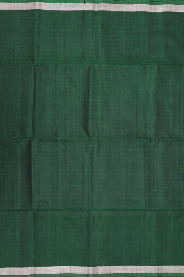 Soft Silk Saree In Forest Green With Stripes Design
