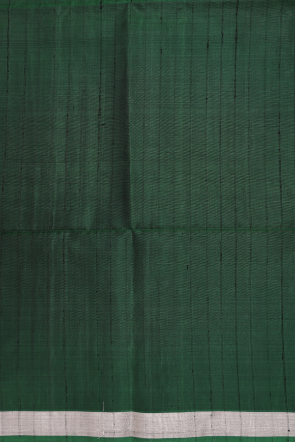 Soft Silk Saree In Forest Green With Stripes Design