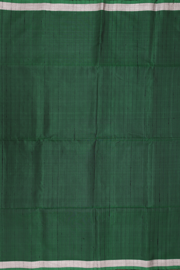 Soft Silk Saree In Forest Green With Stripes Design