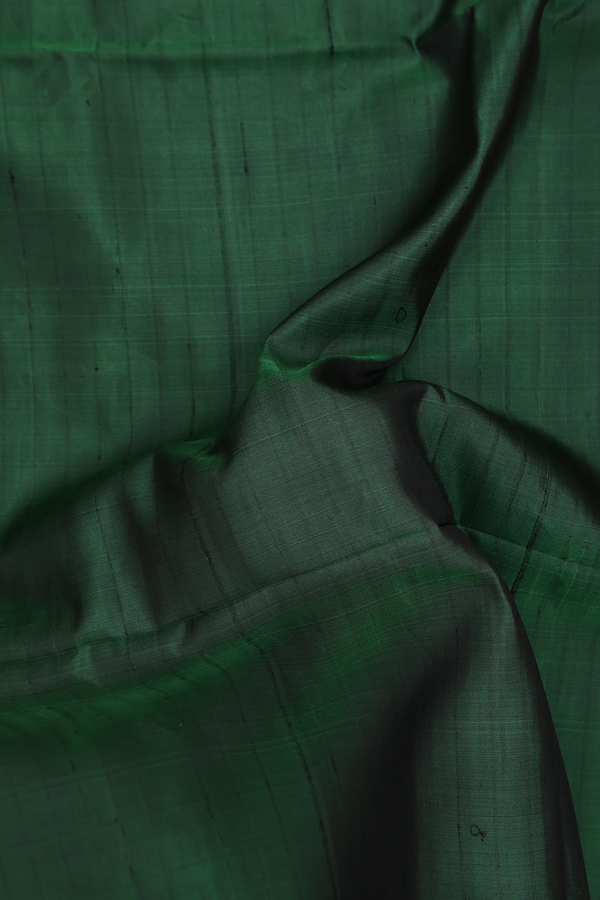 Soft Silk Saree In Forest Green With Stripes Design