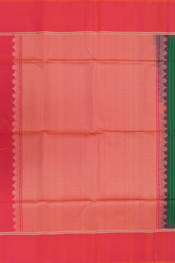 Soft Silk Saree In Forest Green With Stripes Design