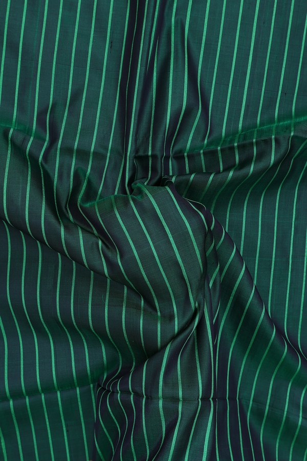 Soft Silk Saree In Forest Green With Stripes Design