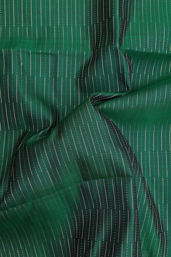 Soft Silk Saree In Forest Green With Stripes Design