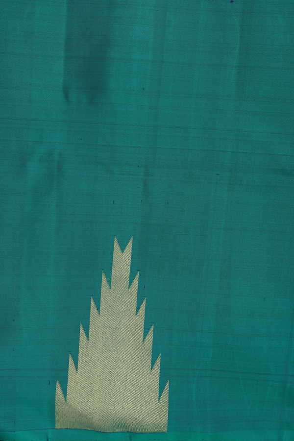Soft Silk Saree In Forest Green With Temple Border