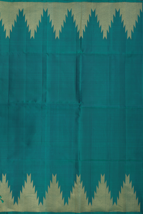 Soft Silk Saree In Forest Green With Temple Border