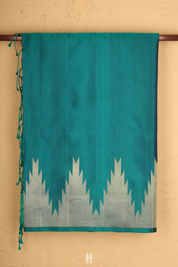 Soft Silk Saree In Forest Green With Temple Border