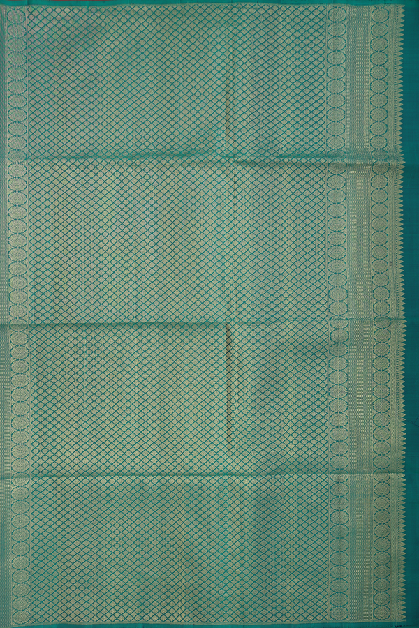 Soft Silk Saree In Forest Green With Temple Border