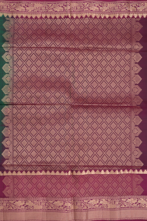 Soft Silk Saree In Forest Green With Zari Buttas