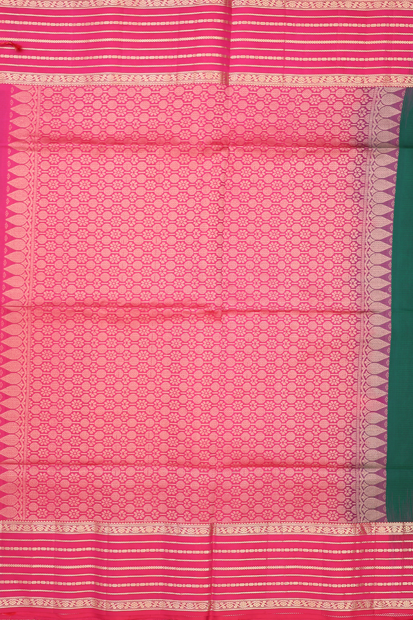 Soft Silk Saree In Forest Green With Zari Buttas