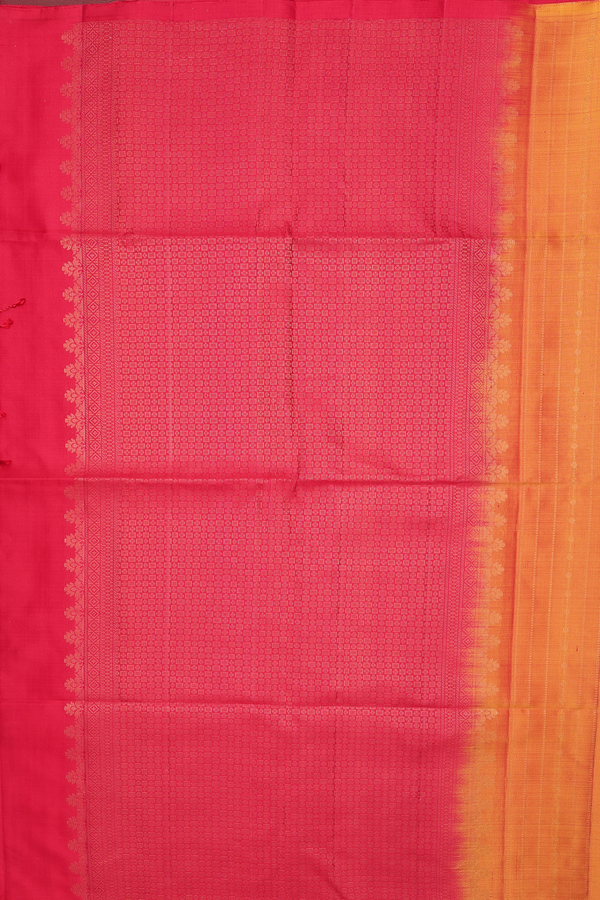 Soft Silk Saree In Ginger Orange With Stripes Design