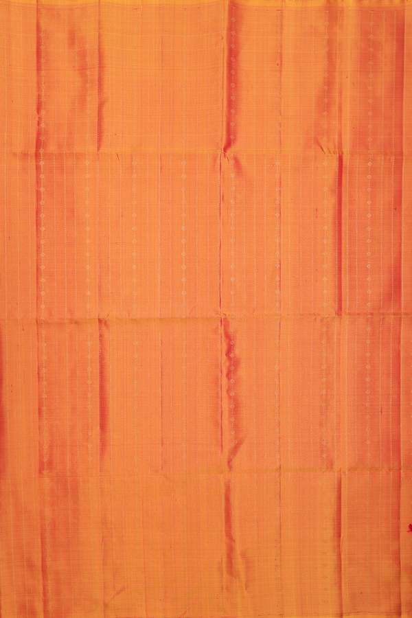 Soft Silk Saree In Ginger Orange With Stripes Design