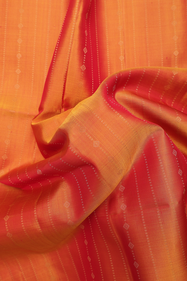 Soft Silk Saree In Ginger Orange With Stripes Design