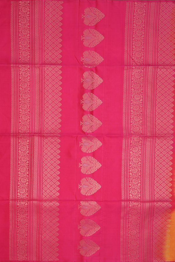 Soft Silk Saree In Ginger Orange With Tree Motifs