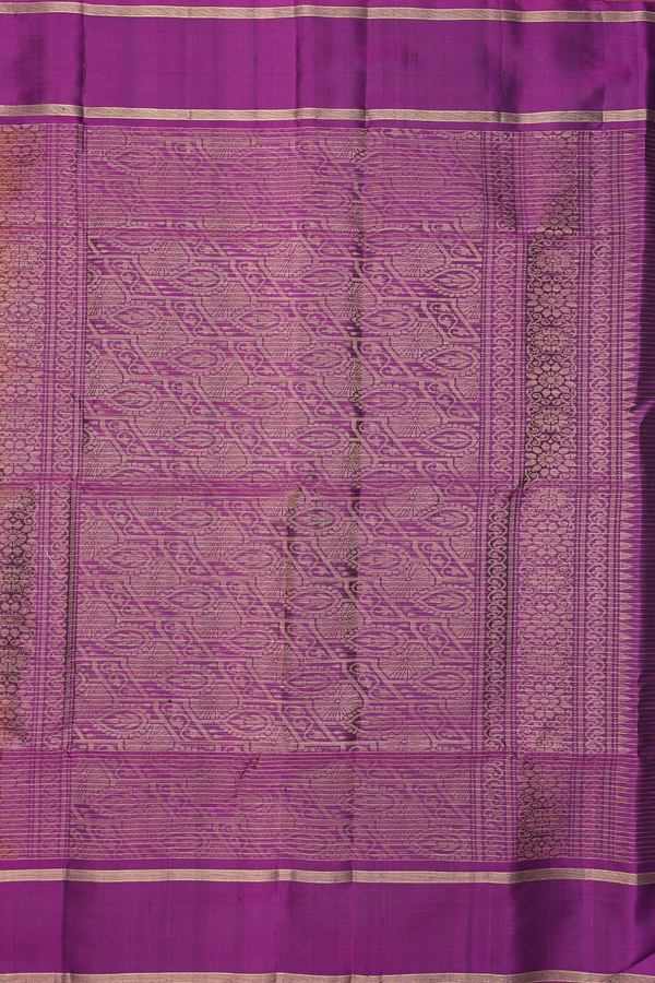 Soft Silk Saree In Golden Brown With Check Design