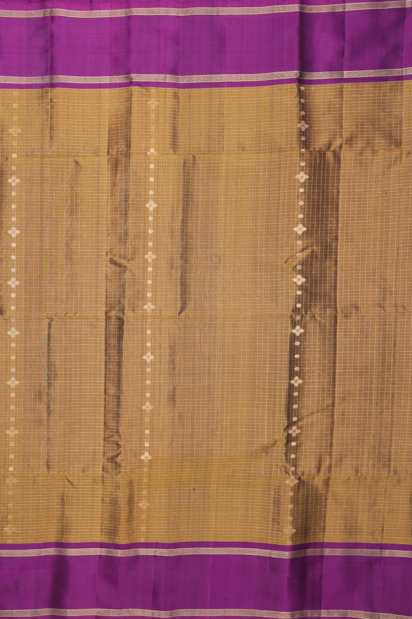 Soft Silk Saree In Golden Brown With Check Design