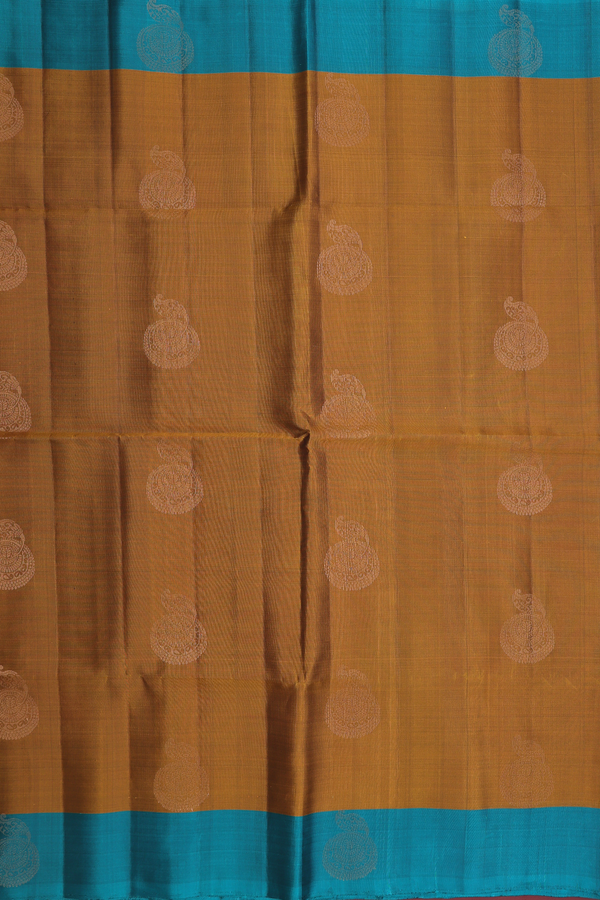 Soft Silk Saree In Golden Brown With Zari Motifs