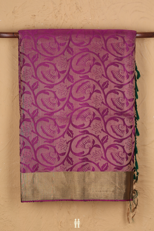 Soft Silk Saree In Grape Purple With Brocade Design