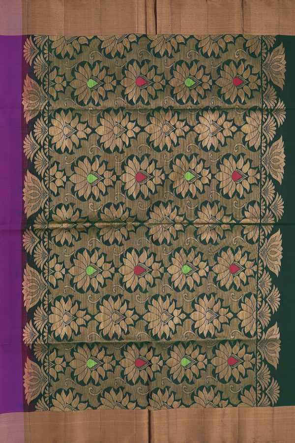 Soft Silk Saree In Grape Purple With Floral Buttas