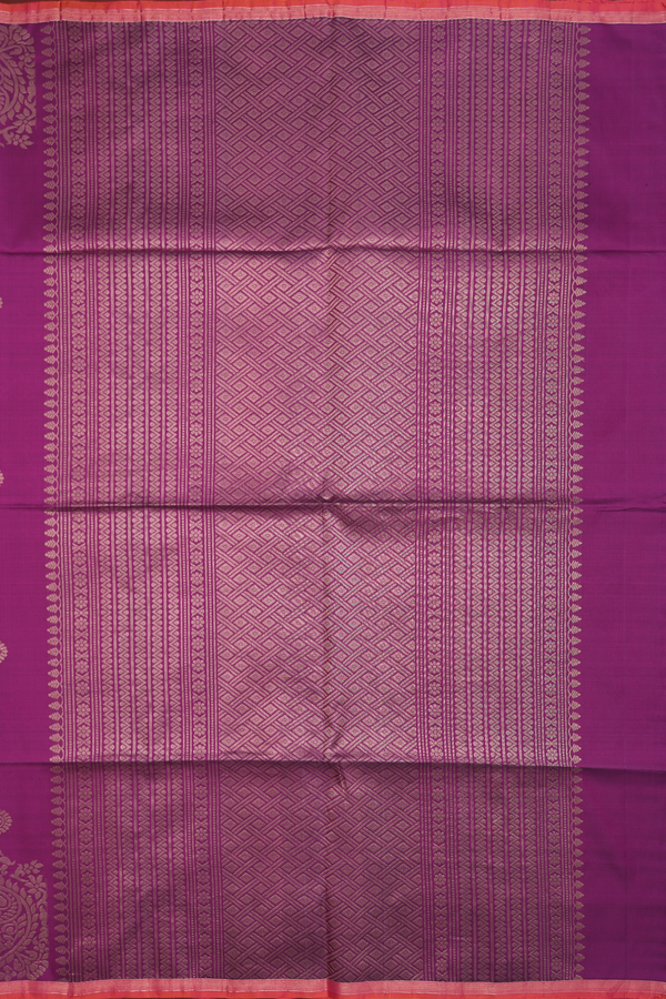 Soft Silk Saree In Grape Purple With Floral Buttas