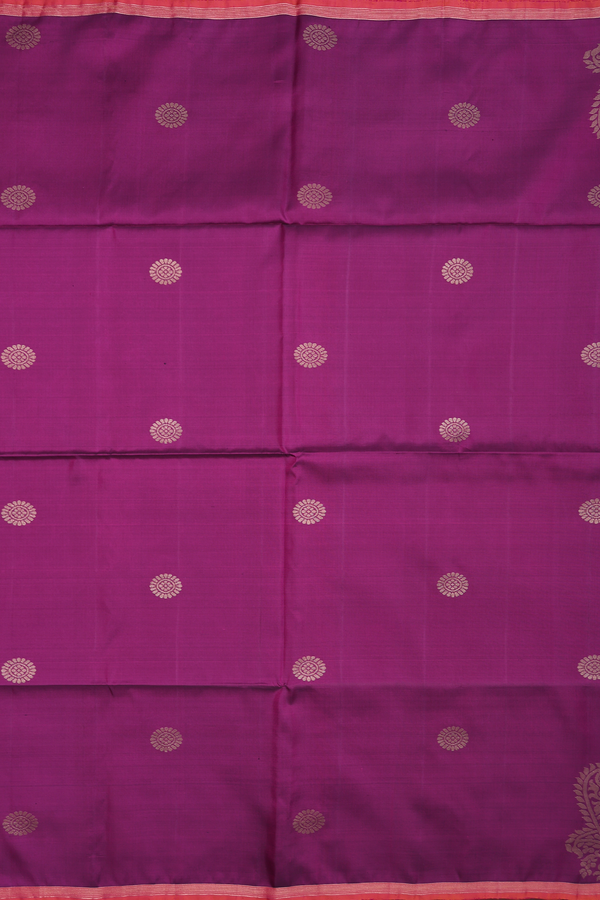 Soft Silk Saree In Grape Purple With Floral Buttas