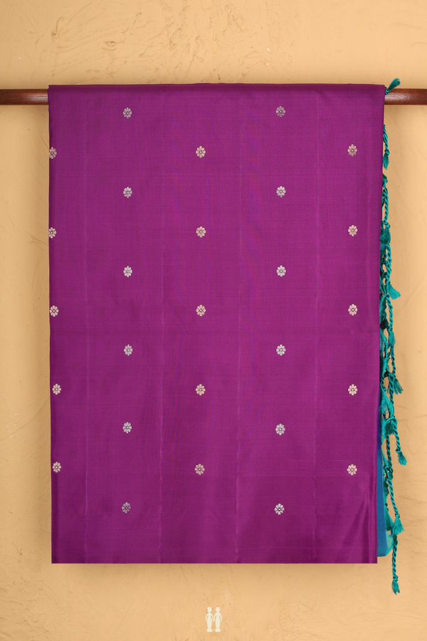Soft Silk Saree In Grape Purple With Floral Buttis