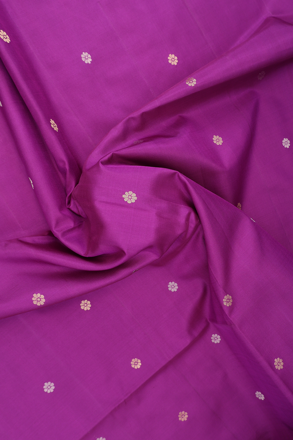 Soft Silk Saree In Grape Purple With Floral Buttis