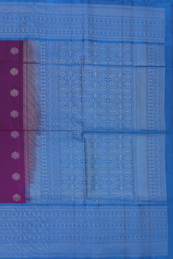 Soft Silk Saree In Grape Purple With Floral Design