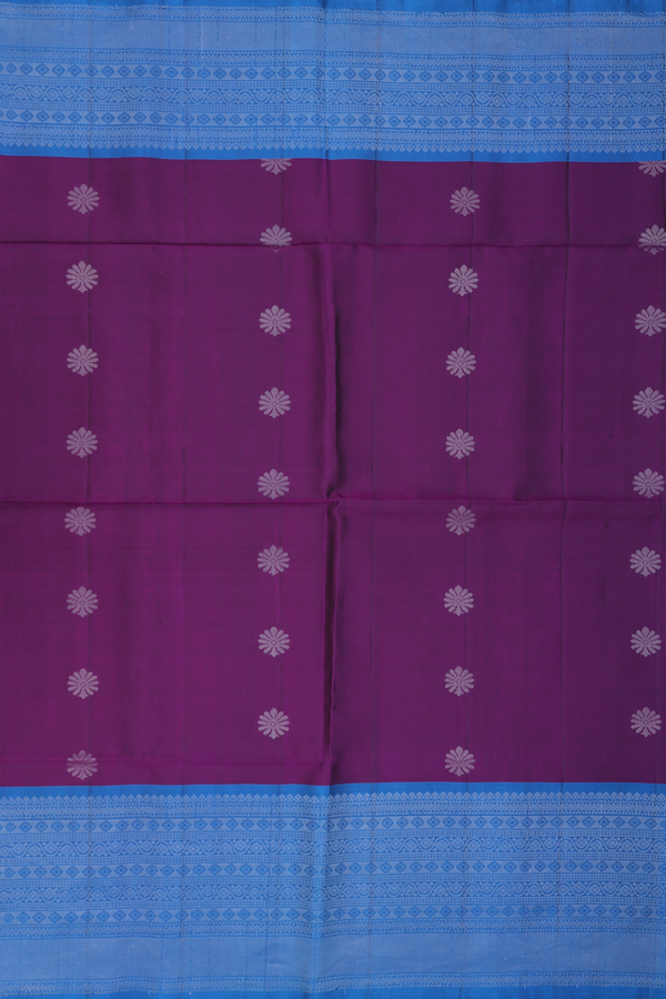 Soft Silk Saree In Grape Purple With Floral Design