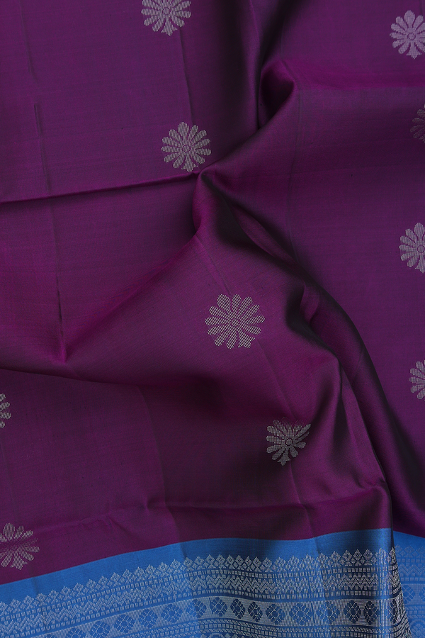 Soft Silk Saree In Grape Purple With Floral Design