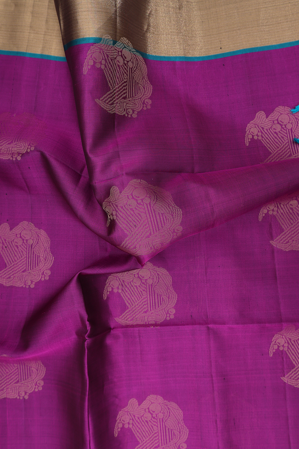 Soft Silk Saree In Grape Purple With Zari Motifs