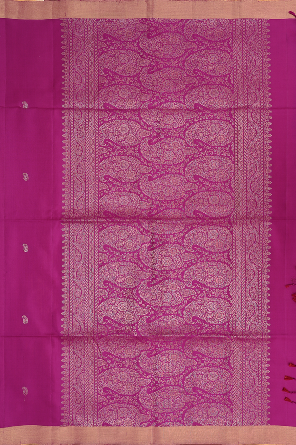 Soft Silk Saree In Grape Purple With Paisley Buttas