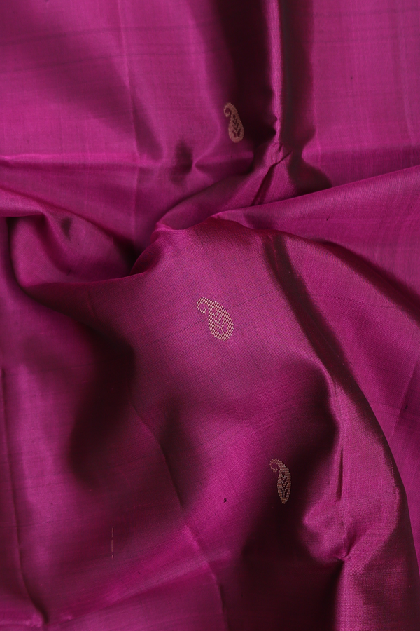 Soft Silk Saree In Grape Purple With Paisley Buttas