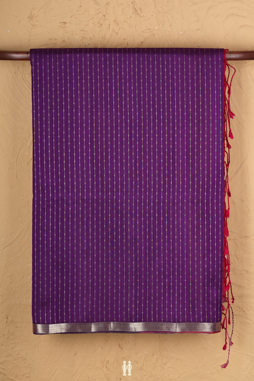 Soft Silk Saree In Grape Purple With Stripes Design
