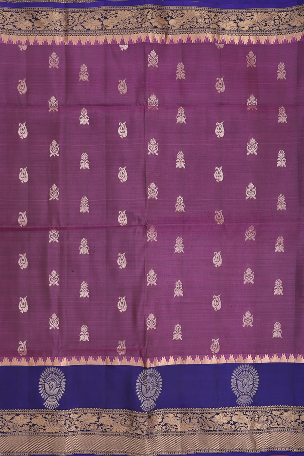 Soft Silk Saree In Grape Purple With Zari Buttas