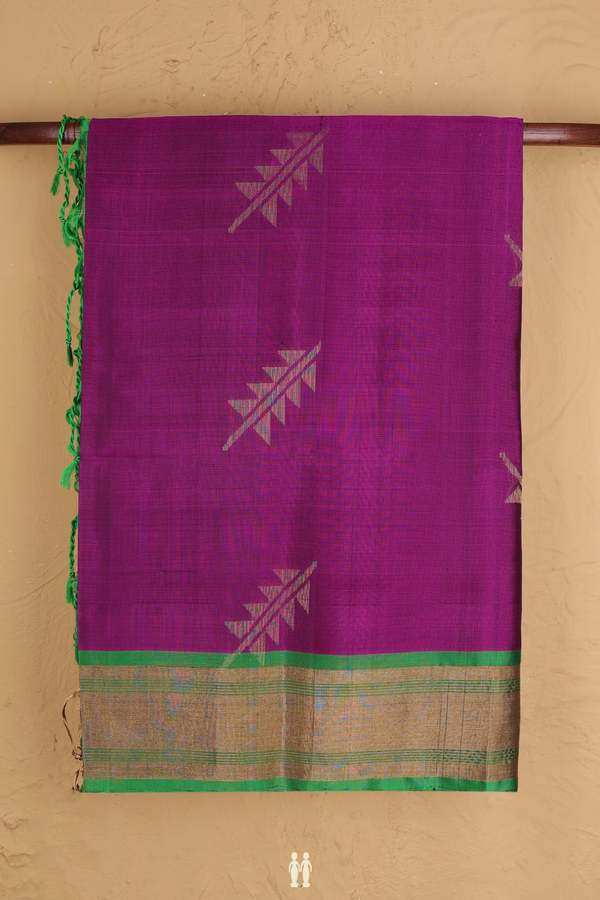 Soft Silk Saree In Grape Purple With Zari Motifs