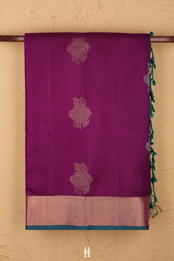 Soft Silk Saree In Grape Purple With Zari Motifs