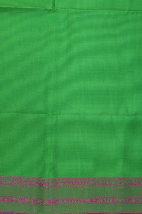 Soft Silk Saree In Green And Blue With Checks Design