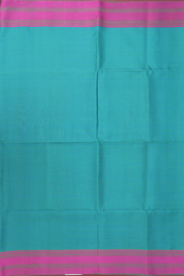 Soft Silk Saree In Green And Blue With Checks Design