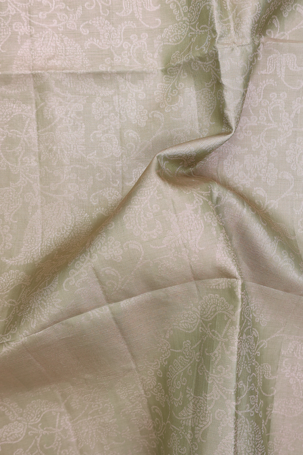 Soft Silk Saree In Green Tissue With Allover Design