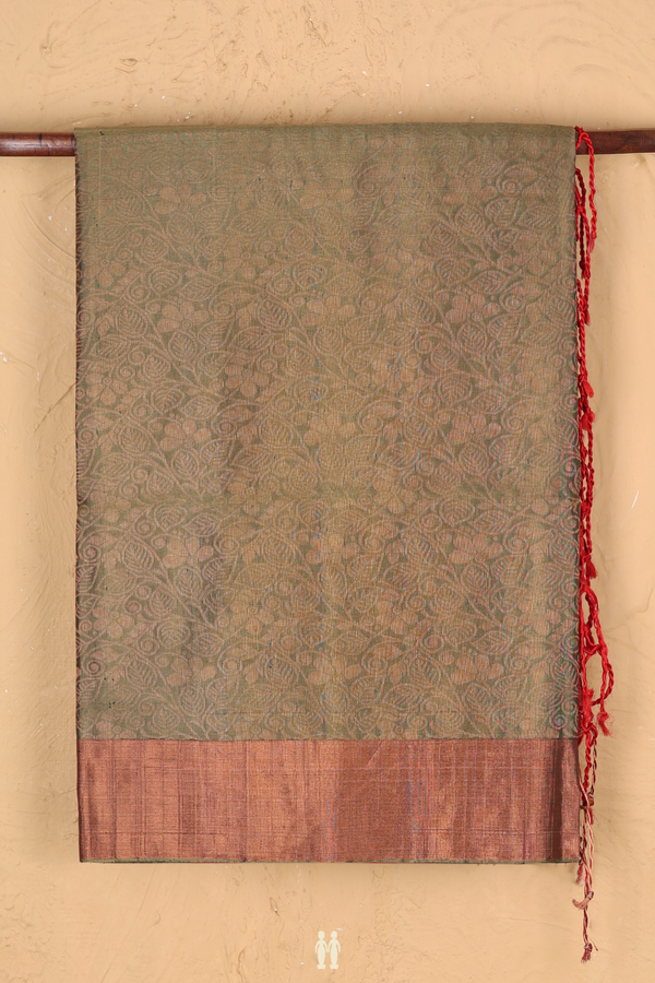 Soft Silk Saree In Green With Brocade Design