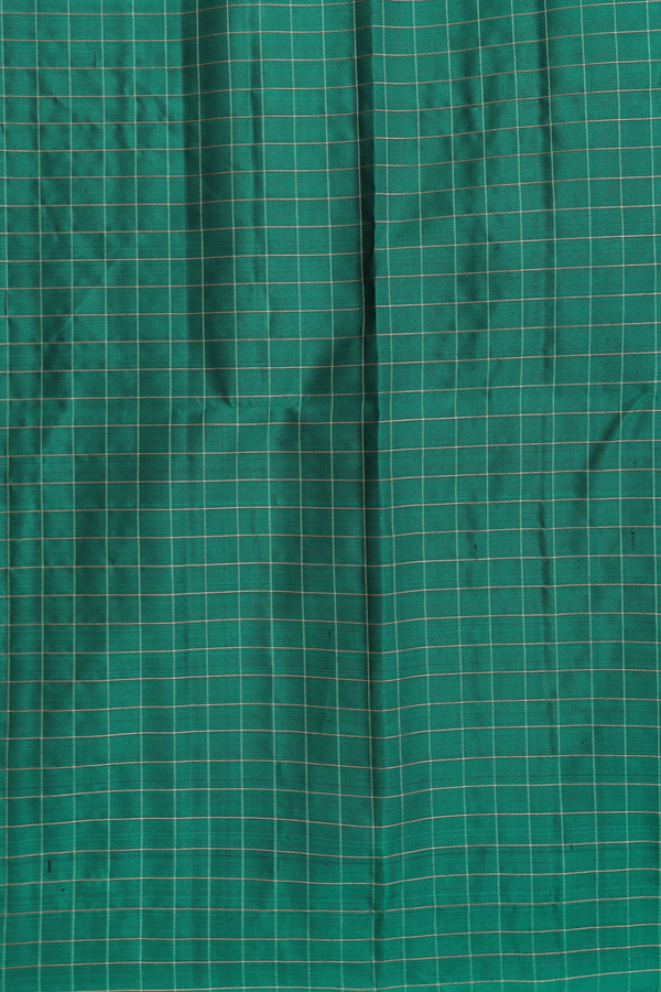Soft Silk Saree In Green With Checks Design