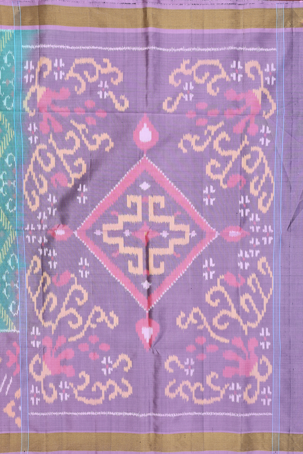 Soft Silk Saree In Green With Diamond  Design