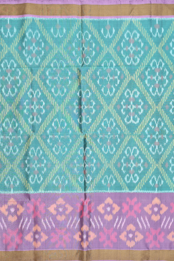 Soft Silk Saree In Green With Diamond  Design