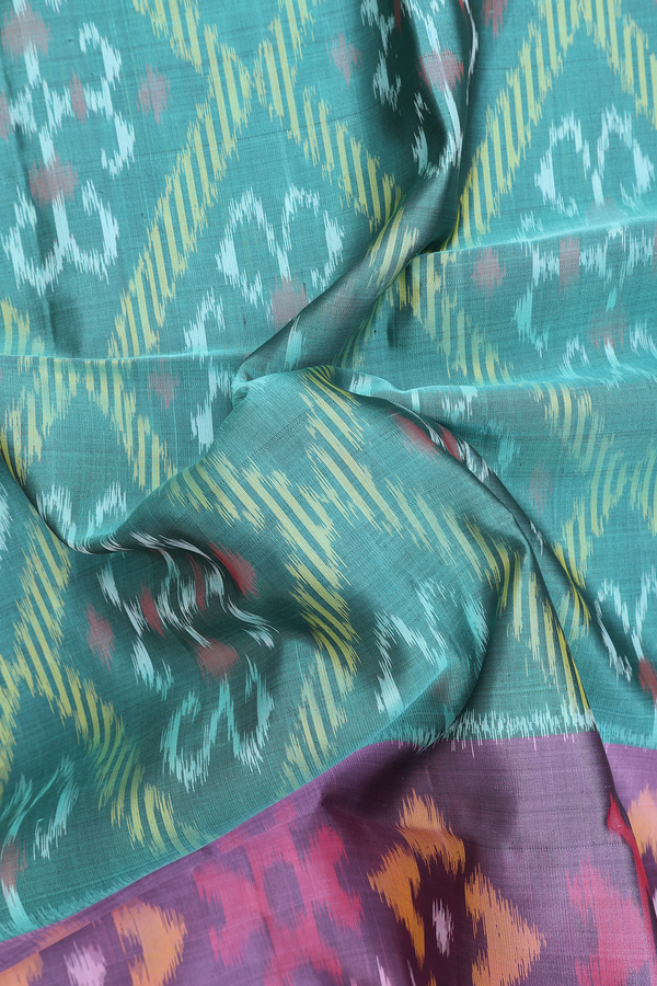 Soft Silk Saree In Green With Diamond  Design