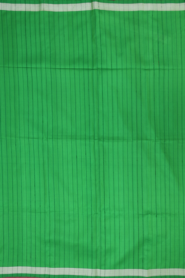 Soft Silk Saree In Green With Self Stripes Design