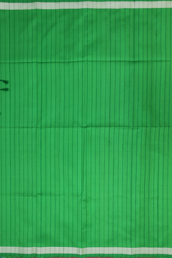 Soft Silk Saree In Green With Self Stripes Design