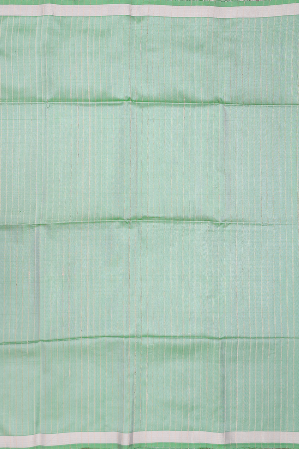 Soft Silk Saree In Green With Stripes Design