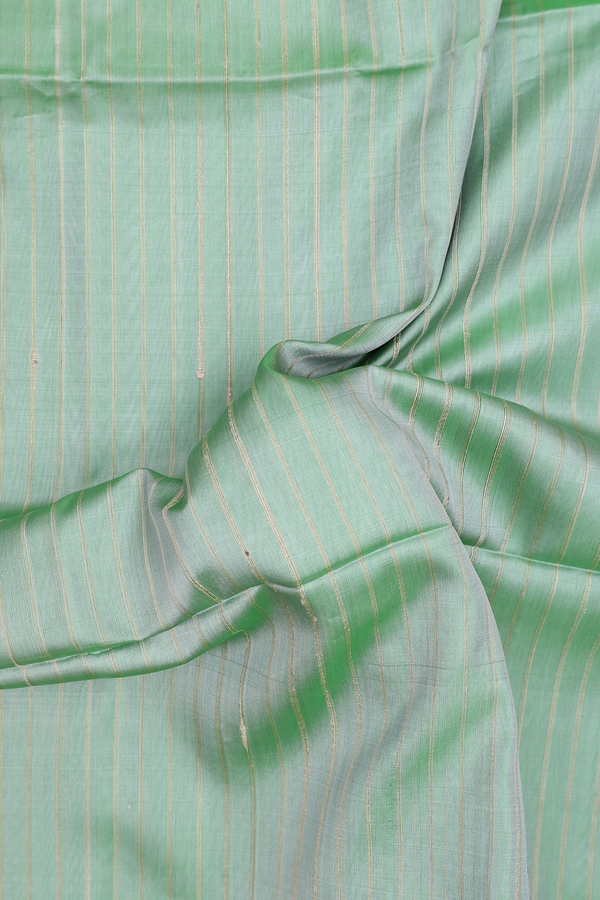 Soft Silk Saree In Green With Stripes Design