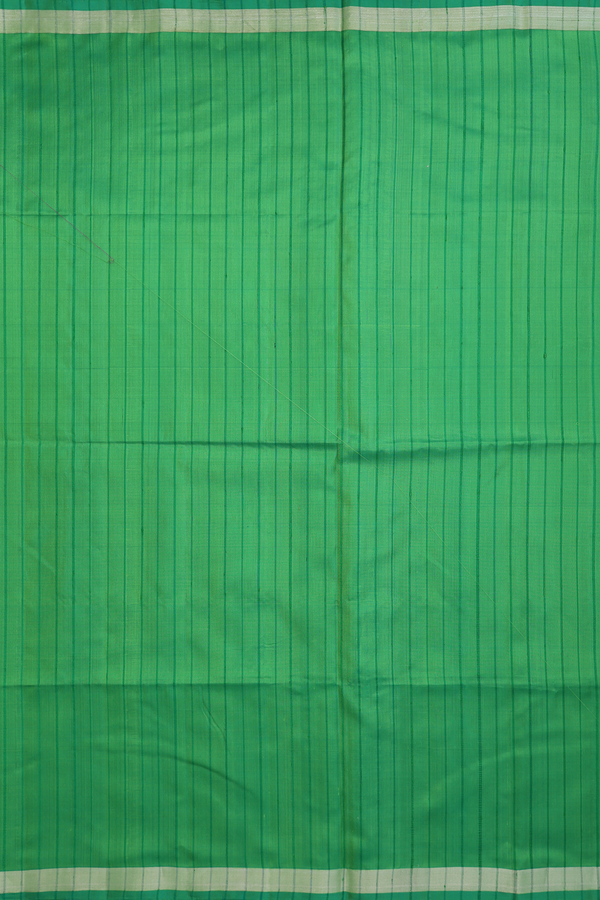 Soft Silk Saree In Green With Stripes Design