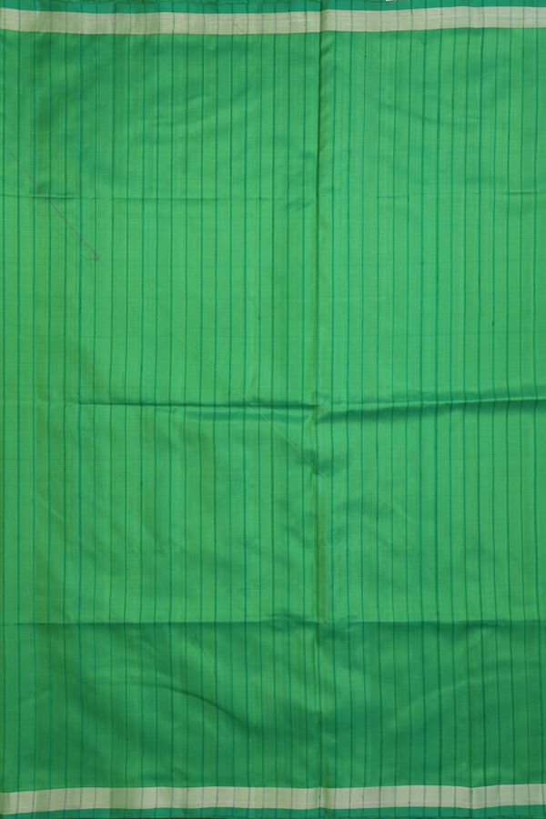 Soft Silk Saree In Green With Stripes Design